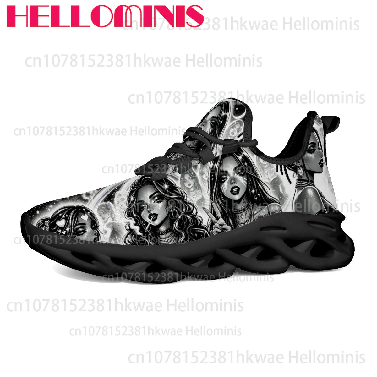 Street Fashion Walk - Grayscale Figure Art Print Chunky Hollow