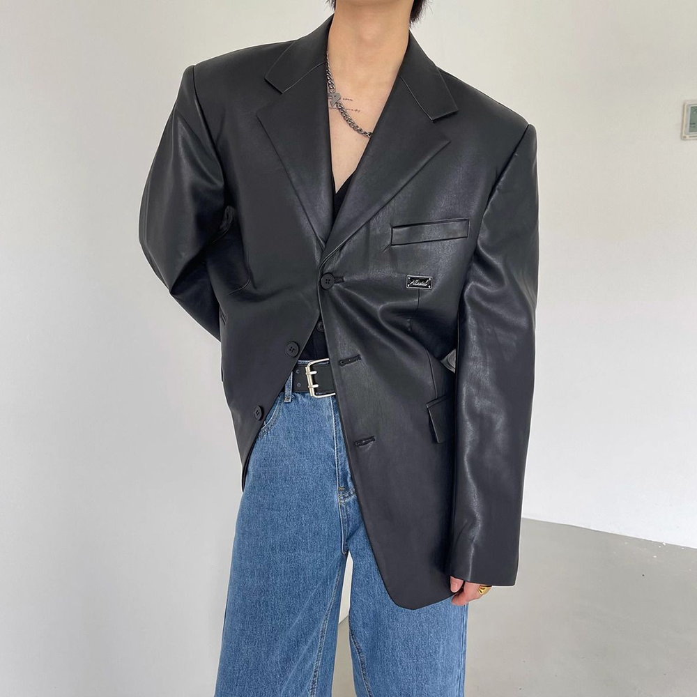 Street Fashion Trends 2025 - 2025 Winter New Men's Long-Sleeved PU