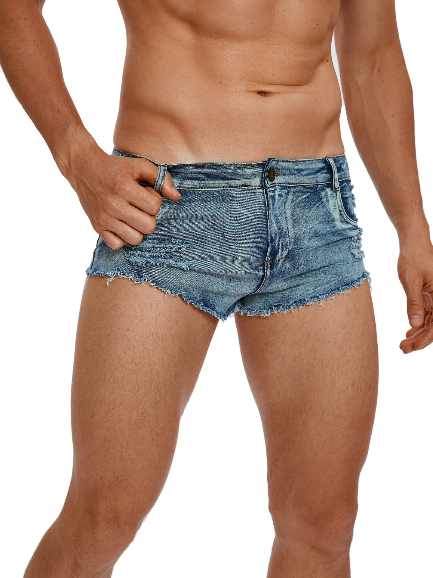Street Fashion Jeans - Men's Low Waist Jeans Shorts Fashion