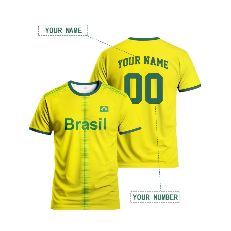 3D Printed Brazil Sports T-Shi - đánh giá và giá Street Fashion Brazil