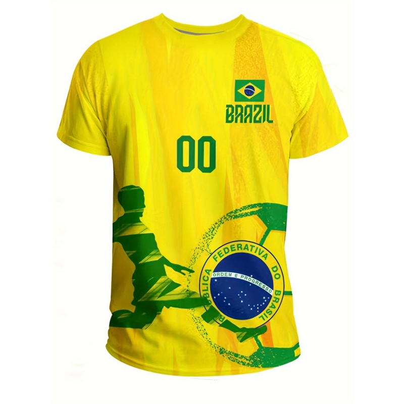 3D Printed Brazil Sports T-Shi - đánh giá và giá Street Fashion Brazil