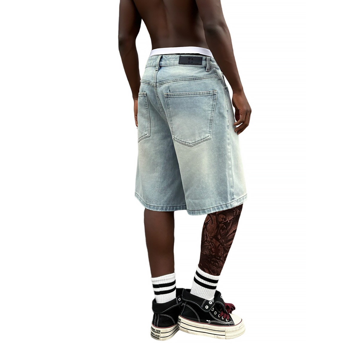 Metal Buckle Short Baggy Jeans - đánh giá và giá Street Fashion Jeans