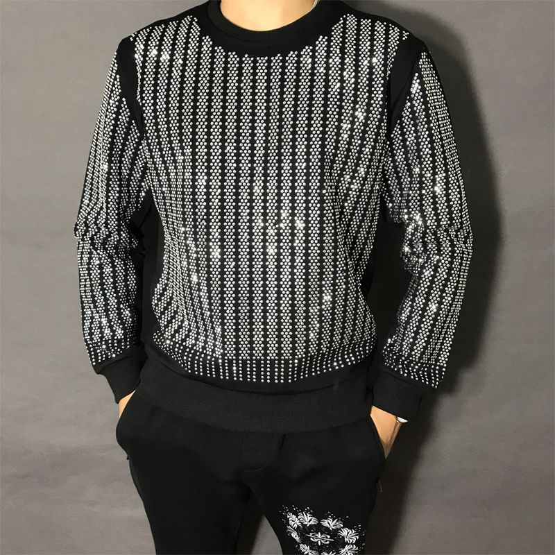 Men Luxury Rhinestone Crew Nec - đánh giá và giá Oversized Crewneck Fleece