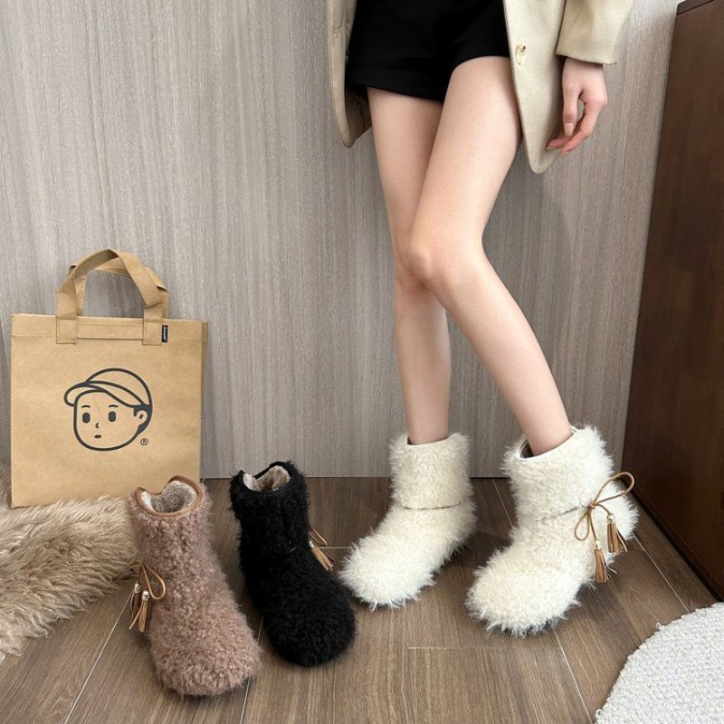 Solid Color Fleece-Lined White - đánh giá và giá Street Fashion Online