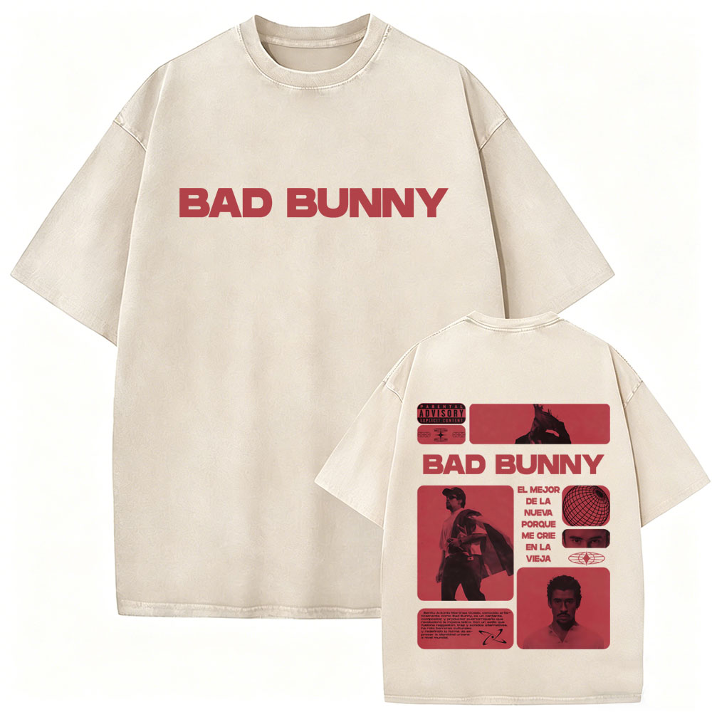 Rapper Bad Bunny Vintage Washe - đánh giá và giá Foto Street Fashion