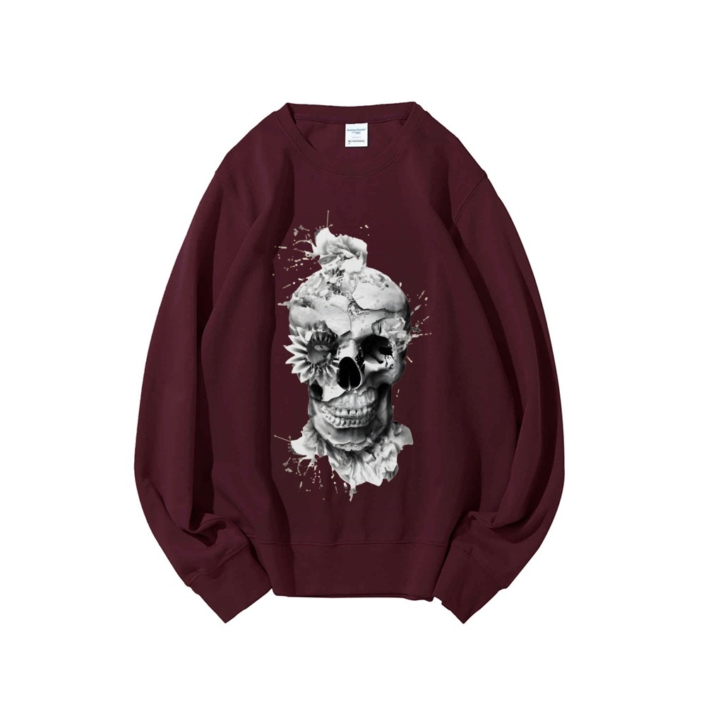 Skull Print Oversized Sweatshi - đánh giá và giá Oversized Crewneck Fleece