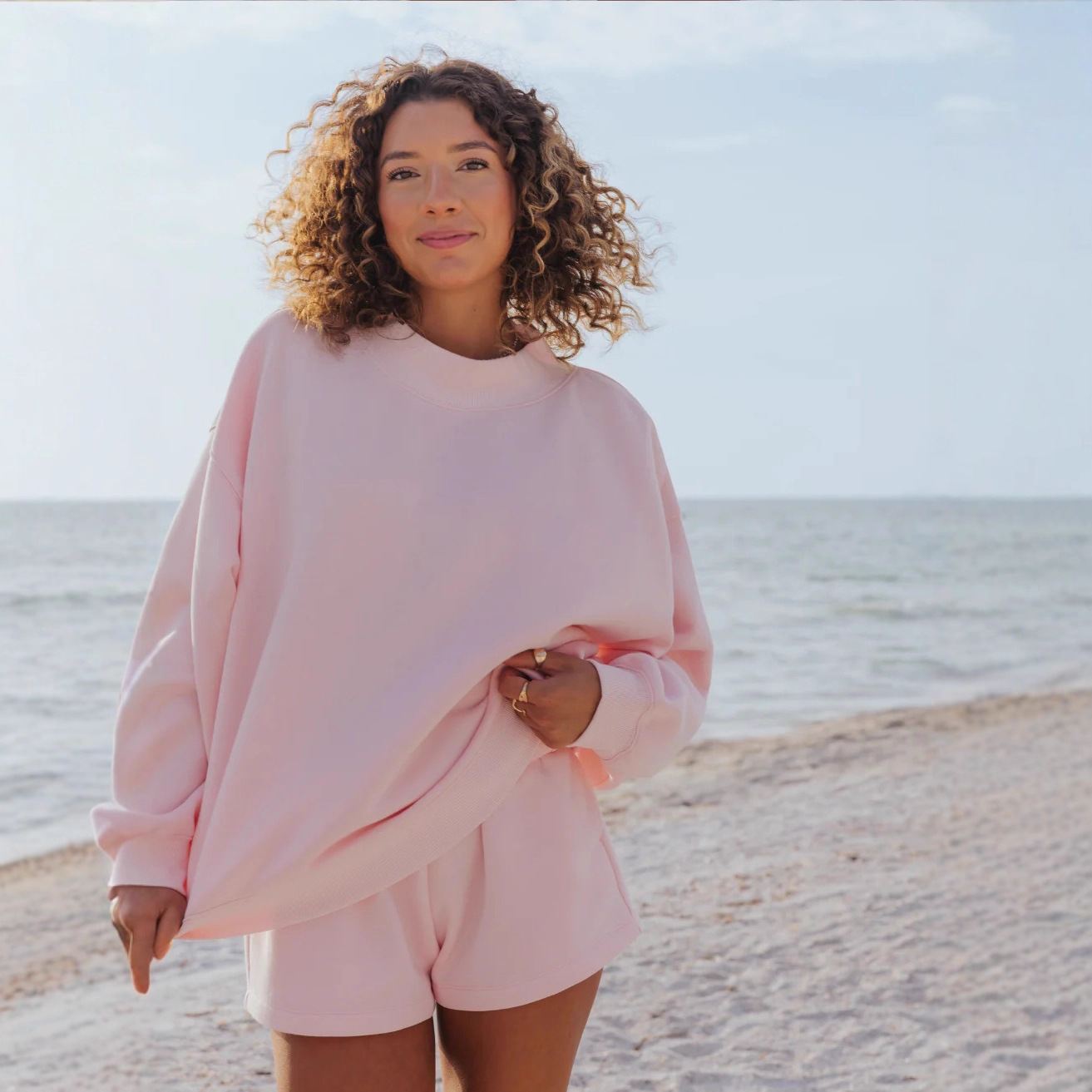 Women Solid Color Fleece Two P - đánh giá và giá Oversized Crewneck Fleece