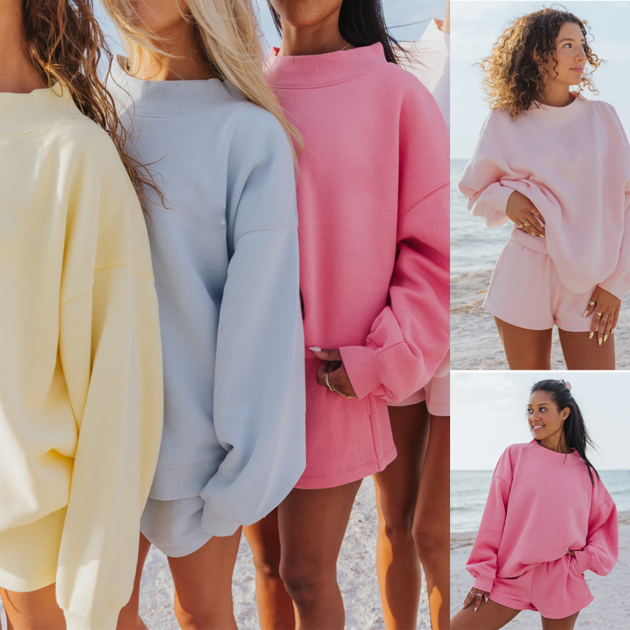 Women Solid Color Fleece Two P - đánh giá và giá Oversized Crewneck Fleece