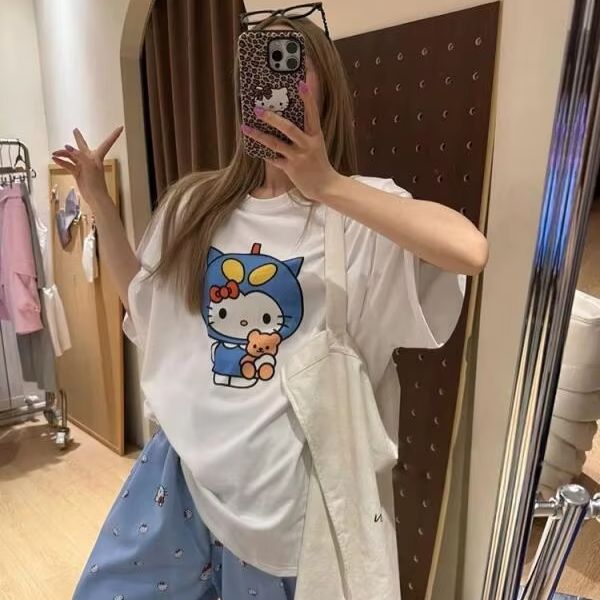 Short Sleeved Hello Kitty Prin - đánh giá và giá Street Fashion Designer