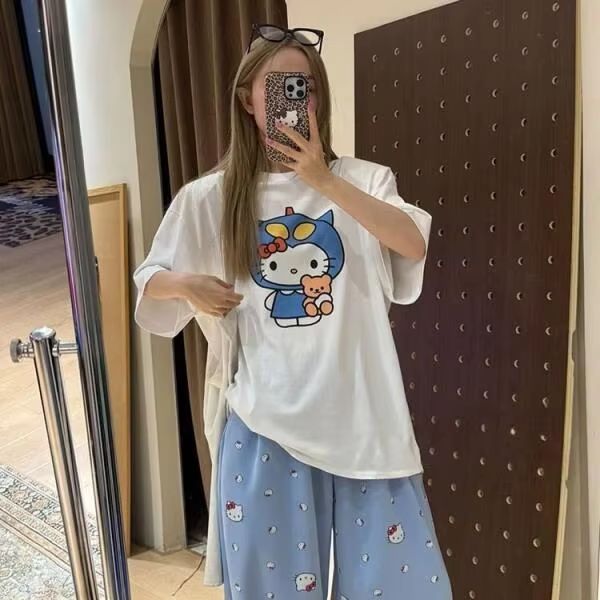 Short Sleeved Hello Kitty Prin - đánh giá và giá Street Fashion Designer
