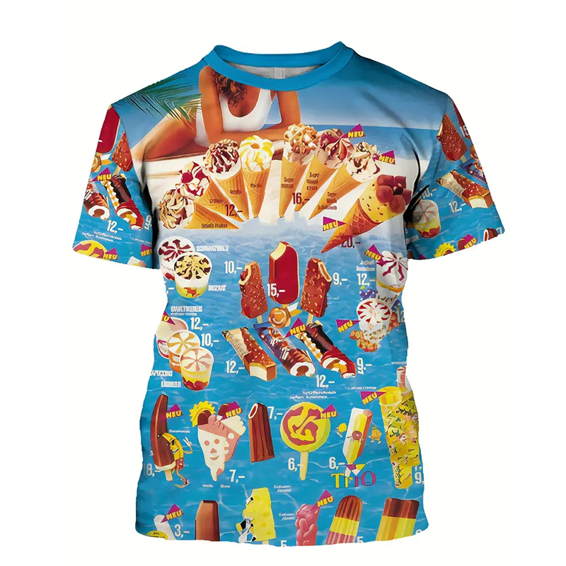 Ice Cream Color Fashion T-shir - đánh giá và giá Street Fashion Trends 2025